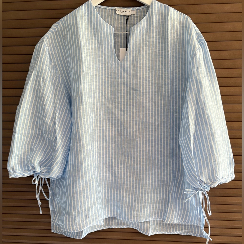 Harshman Relaxed Fit Light Blue Striped blouse